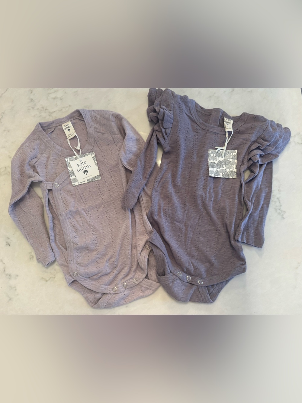 NWT kate quinn Lavender Knit Baby Onesie Set - 3 Pack